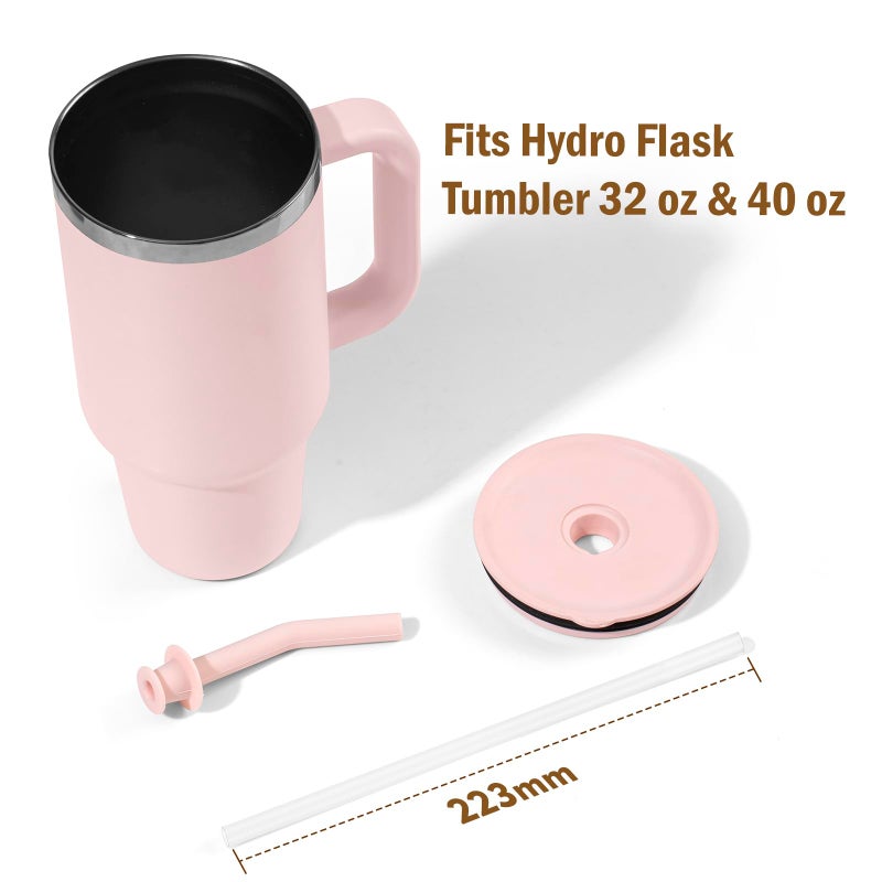 Greant 4 PCS Closeable Press-in Straw for Hydroflask All Around Travel Tumbler 40 oz, Straw for Hydro Flask Travel Tumbler with Handle 32 oz, Black - Image 2